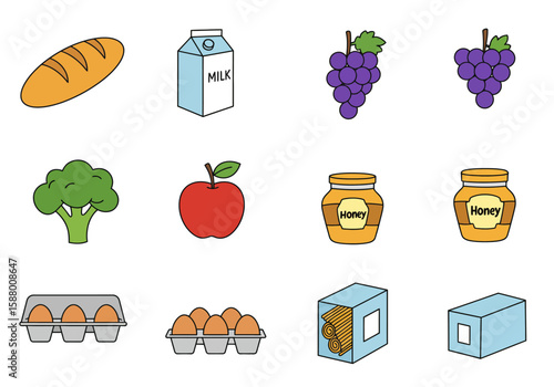 Illustration of a collection of various food items
