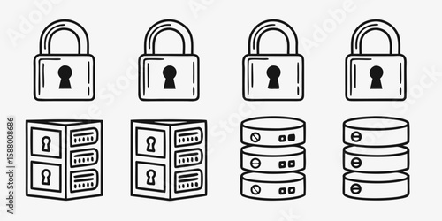 Security locks data storage icons padlock