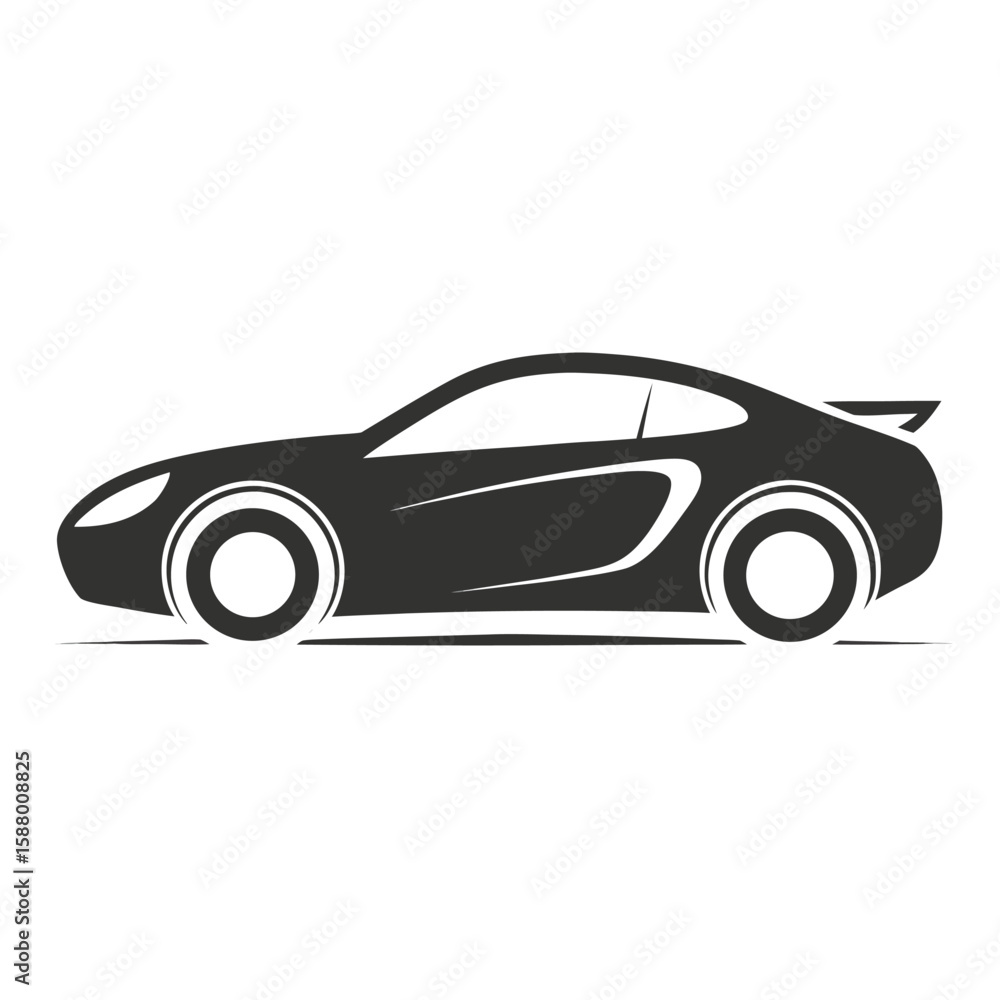 A silhouette of a car with sleek curves, representing modern design, transportation, and speed. A silhouette of a car with sleek curves, representing modern design, transportation, and speed.
