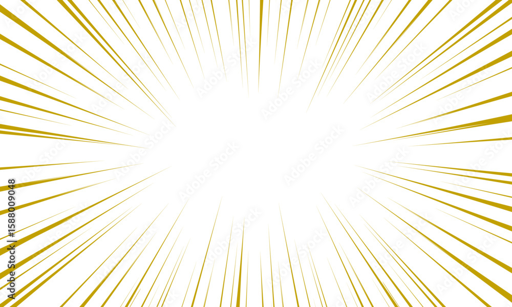 Obraz premium マンガ風の放射線・集中線（ゴールド）