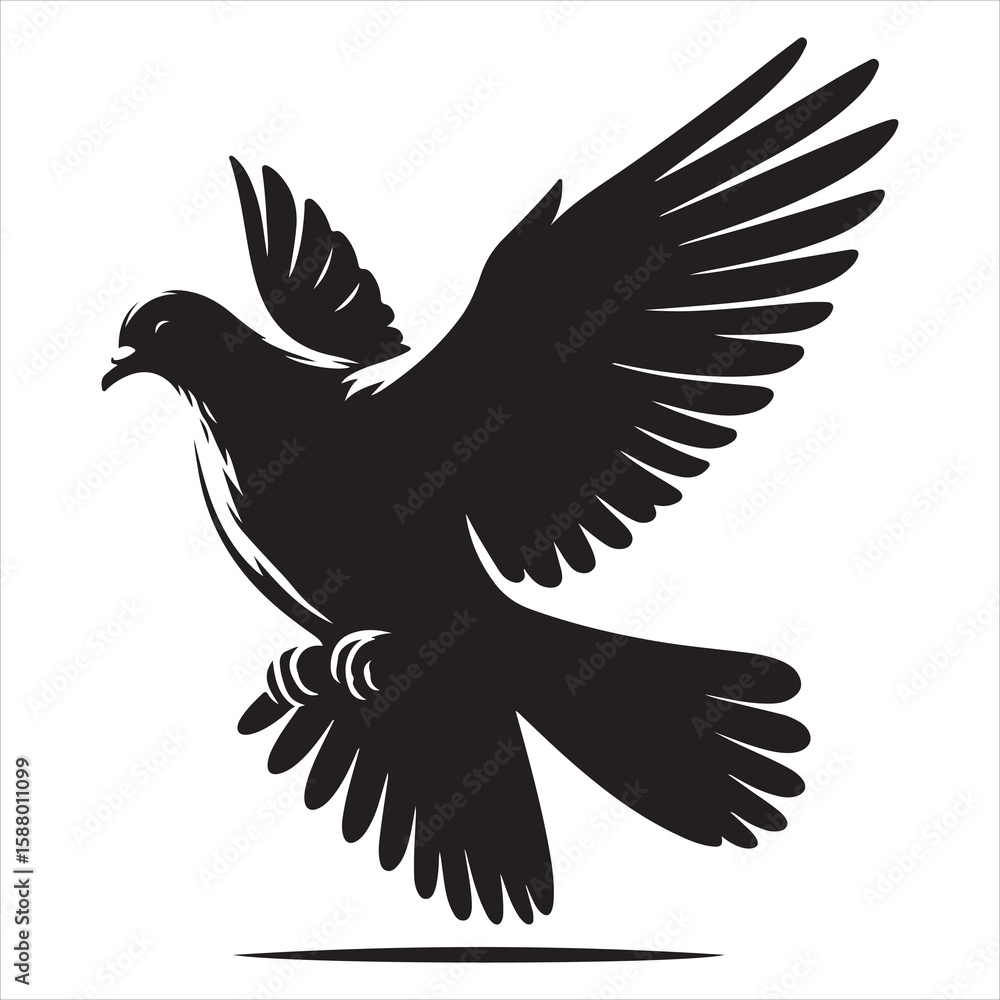 Fototapeta premium siting pigeon Silhouette Vector Art and Graphic vector black color silhouette , white background 