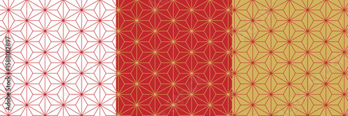 麻の葉シームレスパターン（紅）