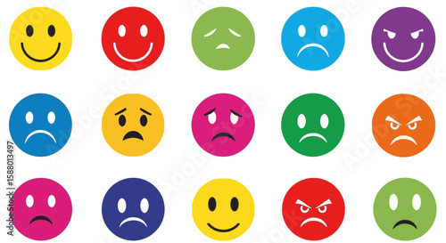 Colorful emotion icons representing various facial expressions  