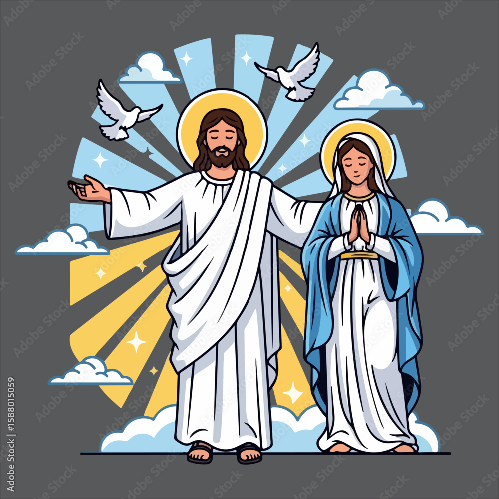 Obraz premium jesus and mary vector