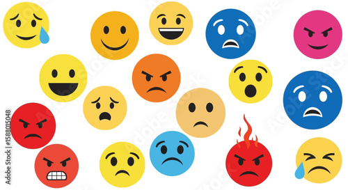 Different emoticons expressing various emotions and feelings  