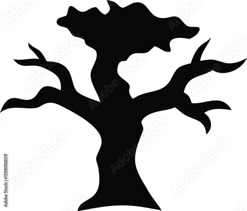 eerie twisted halloween tree, dark moody atmosphere, gothic horror, dark fantasy, digital art
