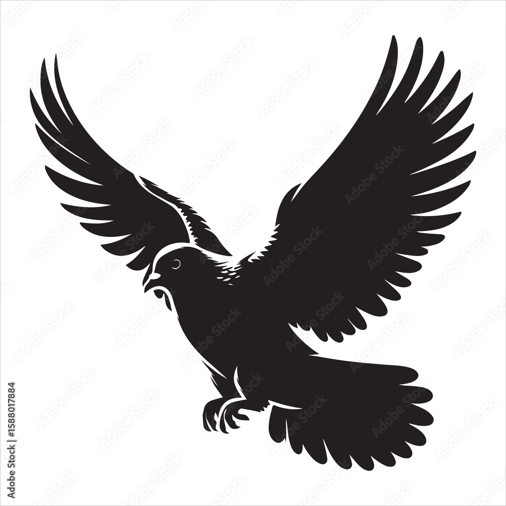 Obraz premium siting pigeon Silhouette Vector Art and Graphic vector black color silhouette , white background 