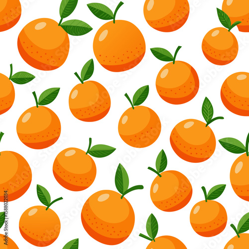 Orange fruit pattern repeat, seamless vector design, isolated on white background"