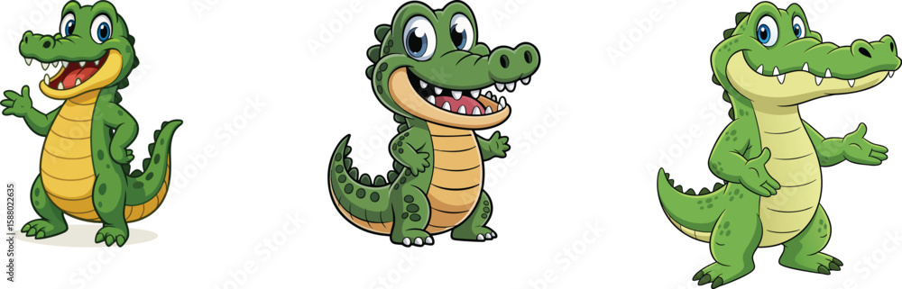 Fototapeta premium vector illustration of crocodiles funny cartoon vector 