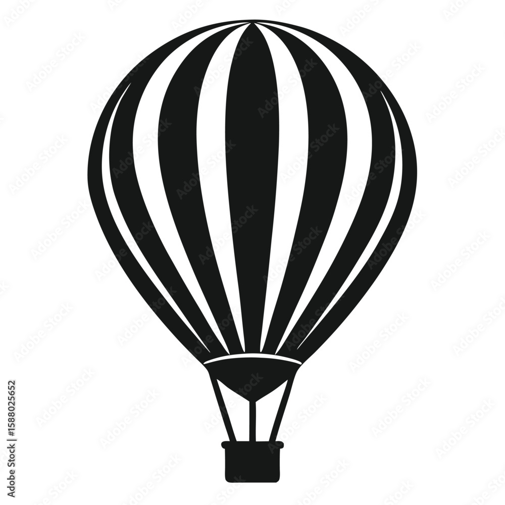 Obraz premium A minimalist silhouette of a hot air balloon, isolated on white, representing adventure, dreams, and travel.
