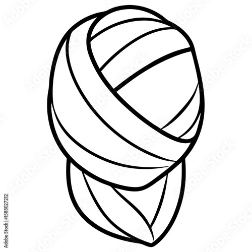 Elegant line art illustration of a turban with intricate folds and patterns