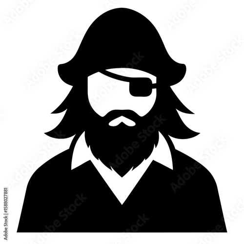 Classic pirate silhouette featuring an eyepatch and bandana for adventurous designs