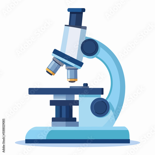 A light blue compound microscope, ready for scientific observation.