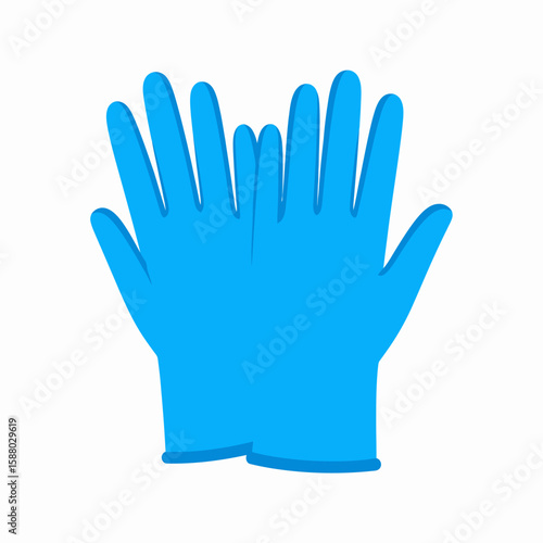 A pair of bright blue medical examination gloves, depicted from a top-down perspective, with fingers spread open.