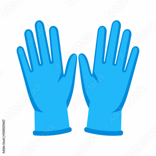 A pair of light blue nitrile gloves displayed with palms up, ready for use.