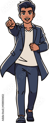 アニメスタイル イラスト - 未来指し示す若手リーダー