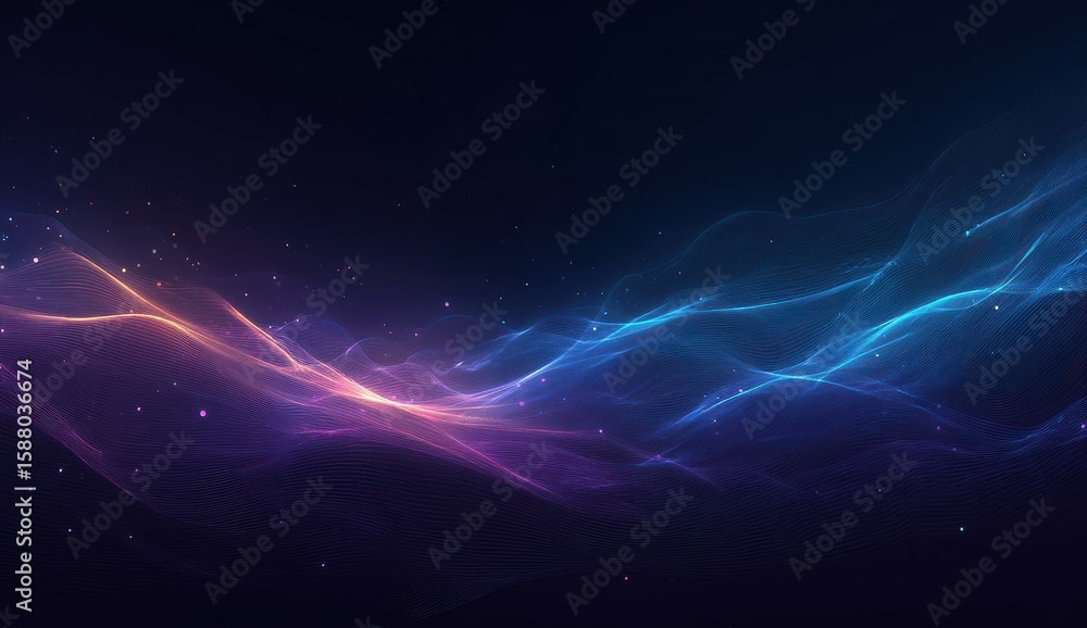 Fototapeta premium Abstract digital waves of vibrant, glowing colors against a dark background