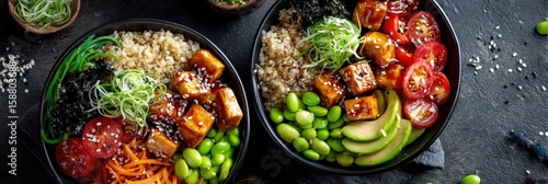 Wallpaper Mural Two vegan poke bowls with marinated tofu, quinoa and fresh vegetables Torontodigital.ca