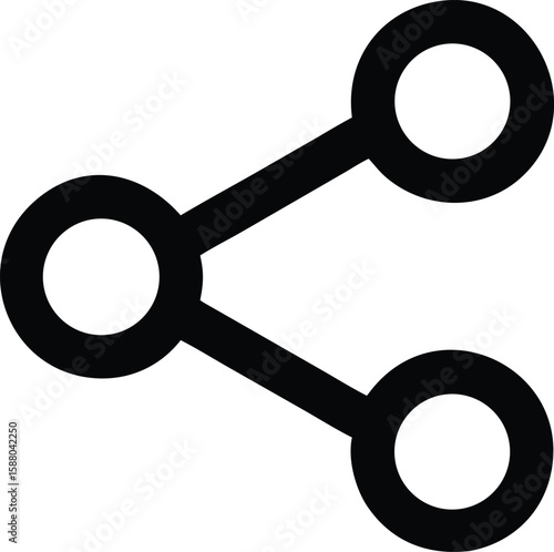 A simple bold black outline icon representing a three dot share or more options menu isolated on transparent background