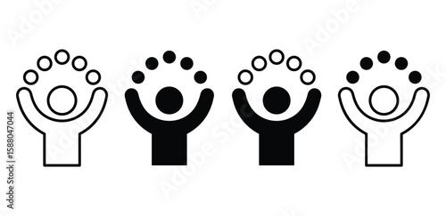 Simple Juggling Icon Set Black And White Color Vector Design Illustration