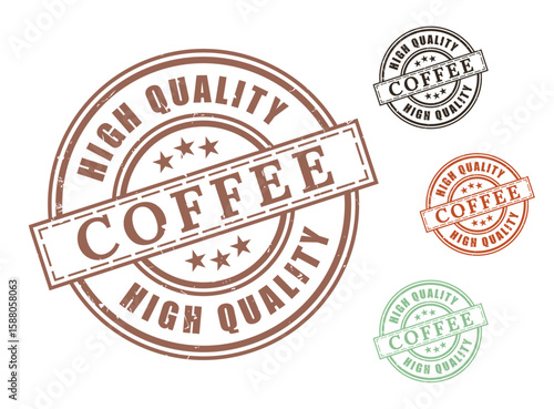 High Quality Coffee Certified Stamp Collection, Grunge Rubber Artisan Roast Label Set  