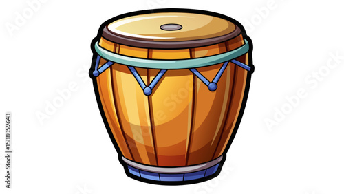 wooden conga drum isolated on white or transparent
