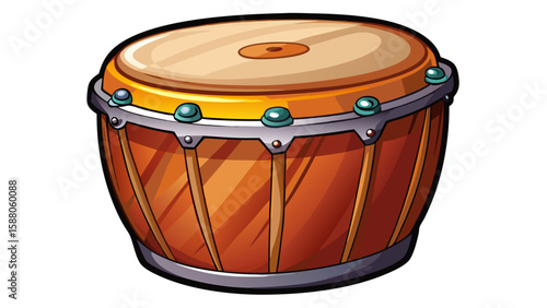 wooden conga drum isolated on white or transparent