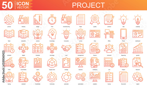 project icon collection set. Containing process, Industry, design, Time, manufacturing icon