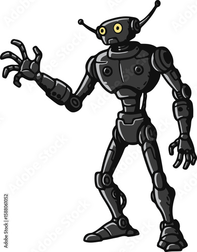 Robot Boy Minimalist Cyborg Silhouette Illustration