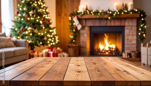 Christmas Interior, Wooden Table