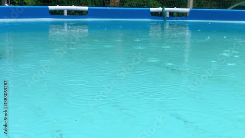 Closeup shoot of backyard round swimming pool