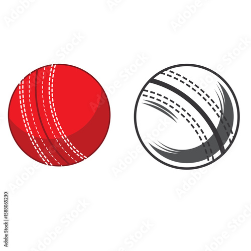 cricket ball vector illustration.red and white hard ball 