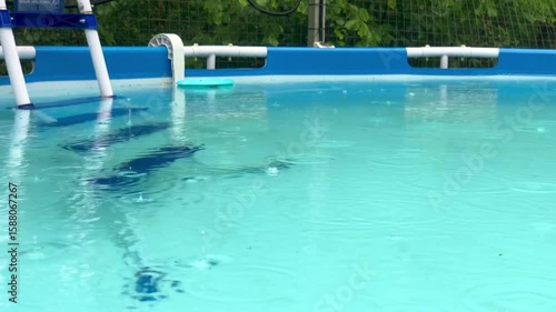 Detail shoot of backyard round swimming pool