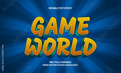 game world editable text effect with a kids and play text style