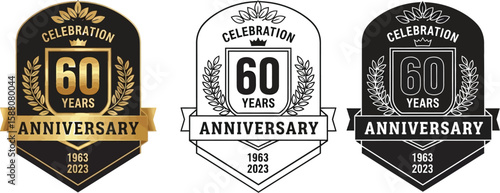 Celebrate sixty years with this anniversary emblem in gold, monochrome, and black shades