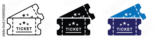 ticket icon vector set. a set of vintage old ticket icons. tickets for cinema, movie, circus, carnival, film, festival, etc. coupon symbol. vector illustration on transparent background