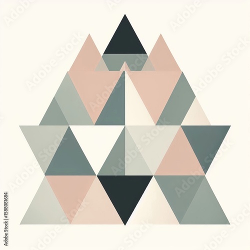 Minimalist geometric triangles in soft blush sage and slate arra