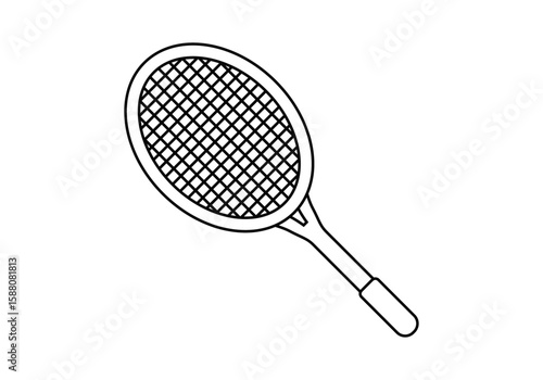 Icono negro de raqueta de tenis en fondo blanco