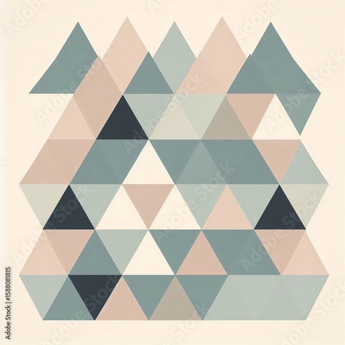 Minimalist geometric triangles in soft blush sage and slate arra