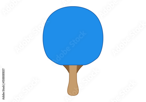 Raqueta de ping pong azul en fondo blanco