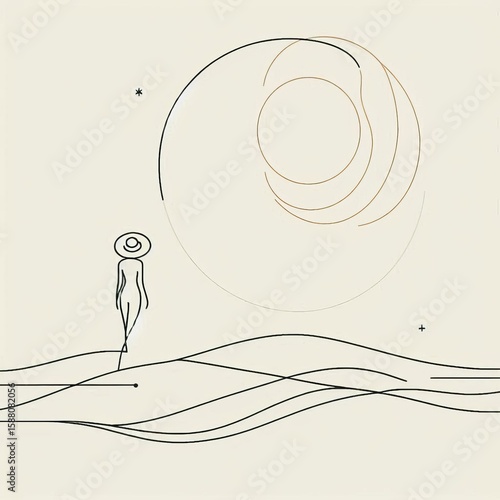 Minimalist Line Art Overlay Clean line art monochrome K modern v