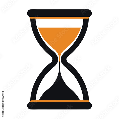 A sleek black silhouette of an hourglass, symbolizing time, patience, and the passage of moments, on a plain white background.
