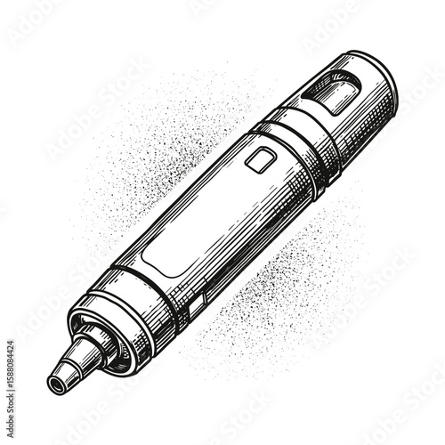 Emergency epipen illustrated in detailed sketch style  