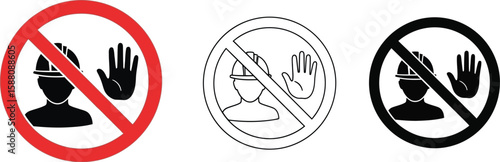 Safety caution icon signifying no admittance for workers or unauthorized entry.