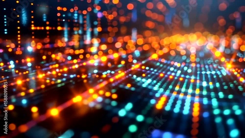 Wallpaper Mural Bokeh lights form a grid Red and blue hues give it a futuristic vibe Torontodigital.ca