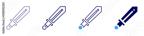 Sword legend icon in 4 different styles. Thin Line, Line, Bold Line, Duotone. Duotone style. Editable stroke