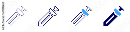 Sword replica icon in 4 different styles. Thin Line, Line, Bold Line, Duotone. Duotone style. Editable stroke