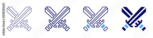 Sword sheaths icon in 4 different styles. Thin Line, Line, Bold Line, Duotone. Duotone style. Editable stroke