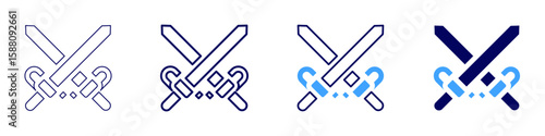 Sword smith icon in 4 different styles. Thin Line, Line, Bold Line, Duotone. Duotone style. Editable stroke