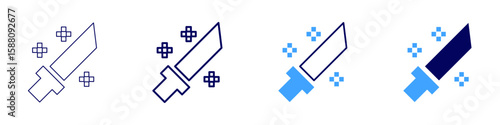 Sword thrust icon in 4 different styles. Thin Line, Line, Bold Line, Duotone. Duotone style. Editable stroke